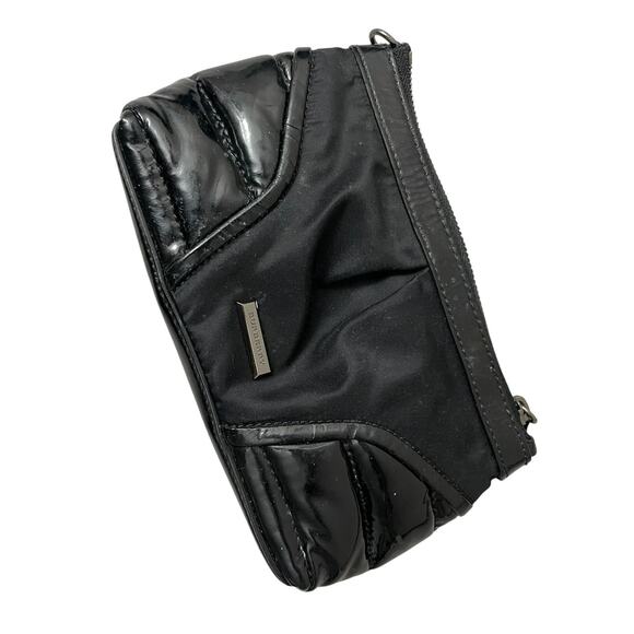 Burberry Cosmetics Bag Black Patent Leather Zip Travel Logo Womens Small *Flaw - Picture 1 of 13